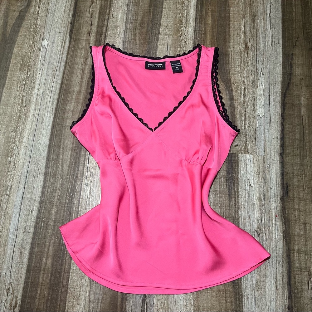 Express Vibrant Pink Blouse with Black Accents
